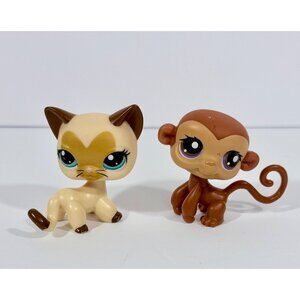 Littlest Pet Shop Siamese Cat & Monkey Figures
